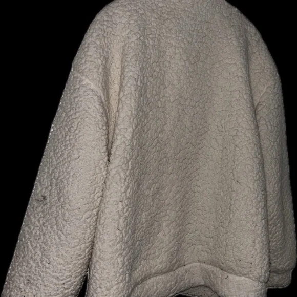 Cozy White Sherpa Jacket cream zip front me Jane brand like new - Picture 5 of 14